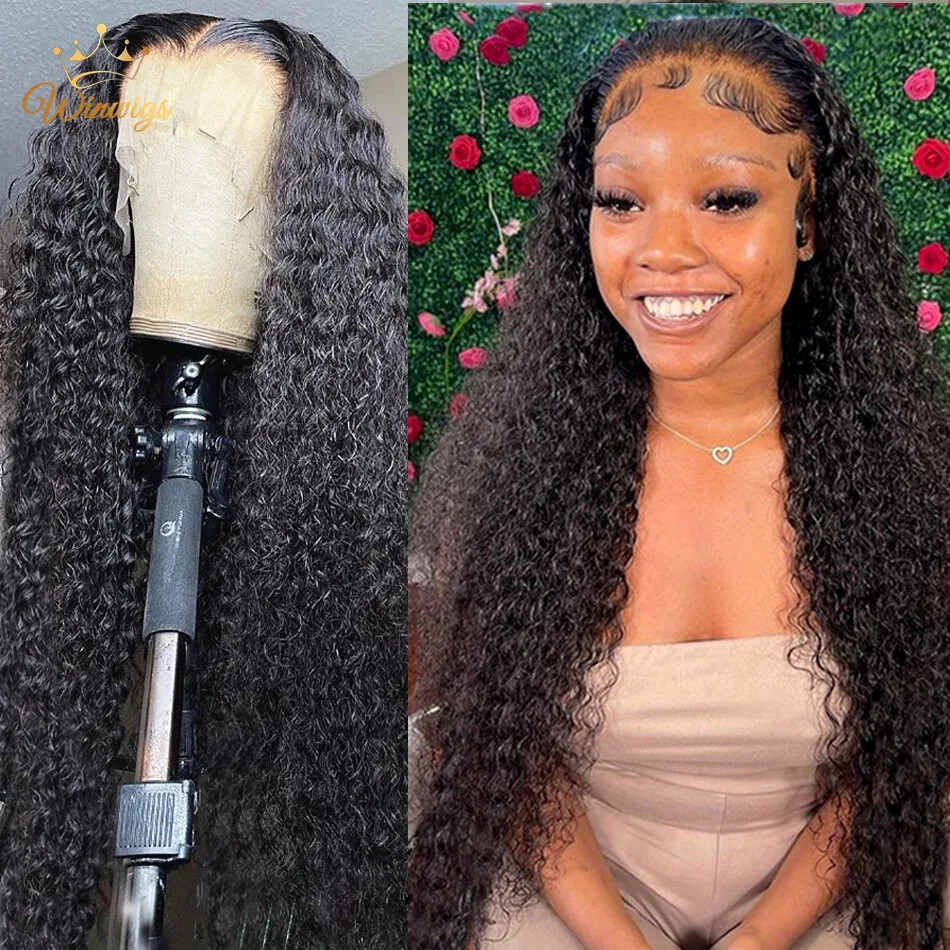 HD Kinky Curly Lace Front Wig Brazilian Human Hair Transparent