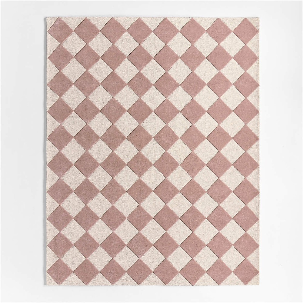 Checkerboard Rug Wool Kids Area Rug Hand-Tufted Rug for Home 5x8 6x9 8x10 9x12