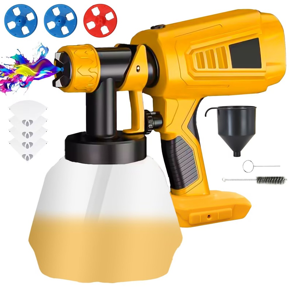 Cordless High Pressure Spray Gun Electric Paint Sprayer For DEWALT 20V +Nozzles