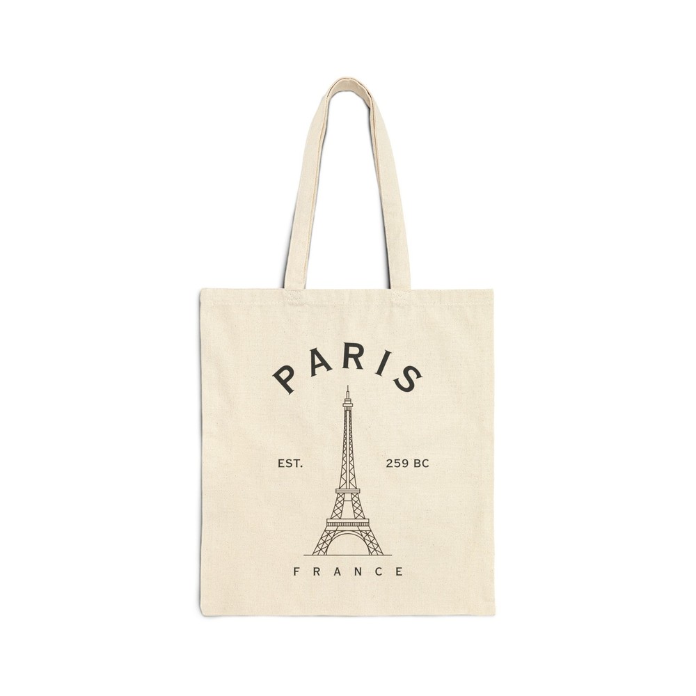 Paris France Eiffel Tower Tote Bag, Cotton Canvas Market Bag, Reusable Shopping