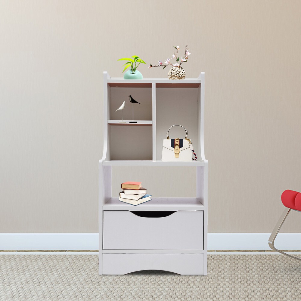 Wooden Nightstand with Drawer Bedside End Table Storage Shelf for Bedroom