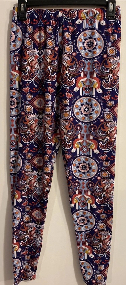Agnes Dora Womens Large Purple Colorful Comfy Leggings With Bird Designs! A1501