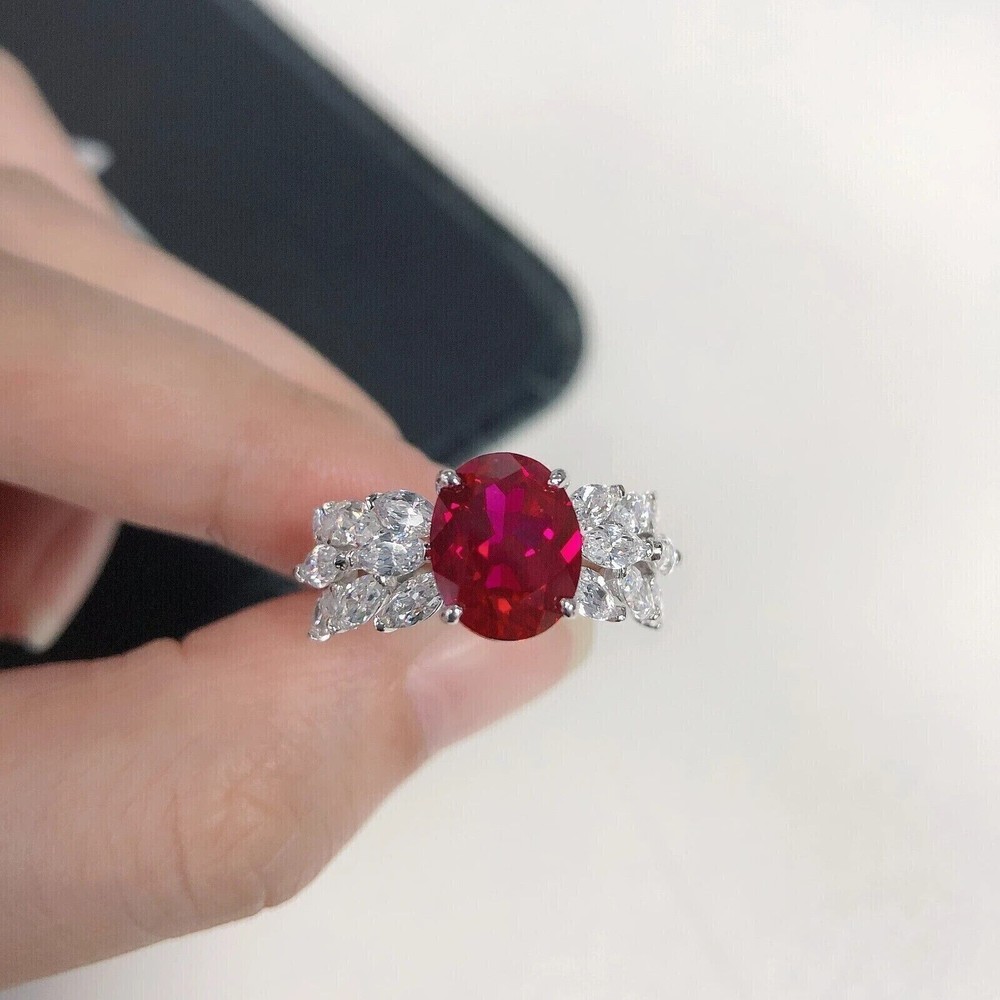 2.50 Ct Oval Cut Simulated Pink Ruby Wedding Band Ring In 14k White Gold Plated