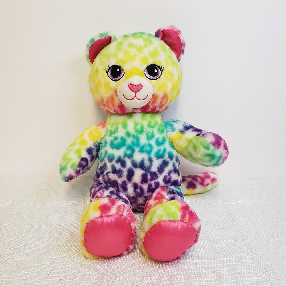Build A Bear BAB Cat Leopard Rainbow Print Plush Stuffed Animal 15