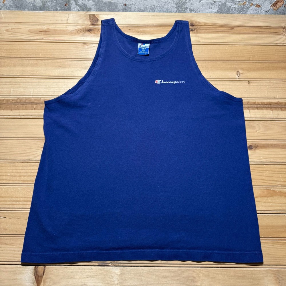 Vintage 90s Champion Script Logo Sleeveless Gym Training Tank Top Men's - Large