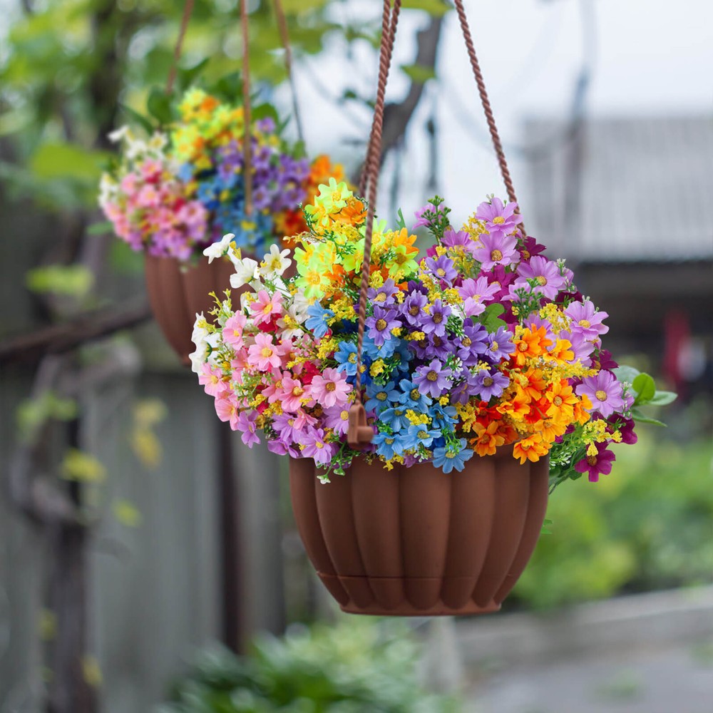 6 Bundles Outdoor Artificial Flowers For Decoration,Silk Flowers UV Resistant