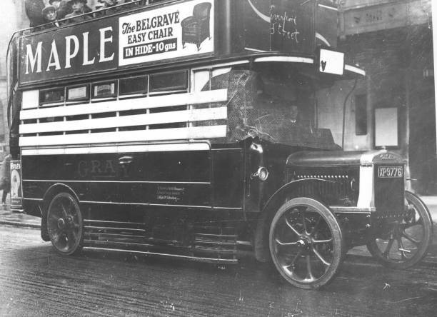 London Bus Protected Against Attack 1926 Old Photo