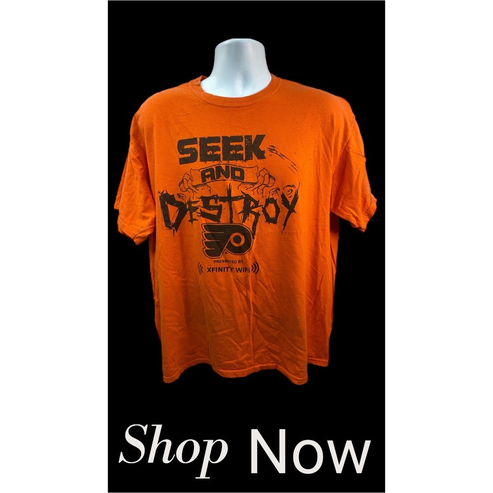 Philadelphia Flyers SEEK & DESTROY Playoff SGA T-shirt SIZE XL