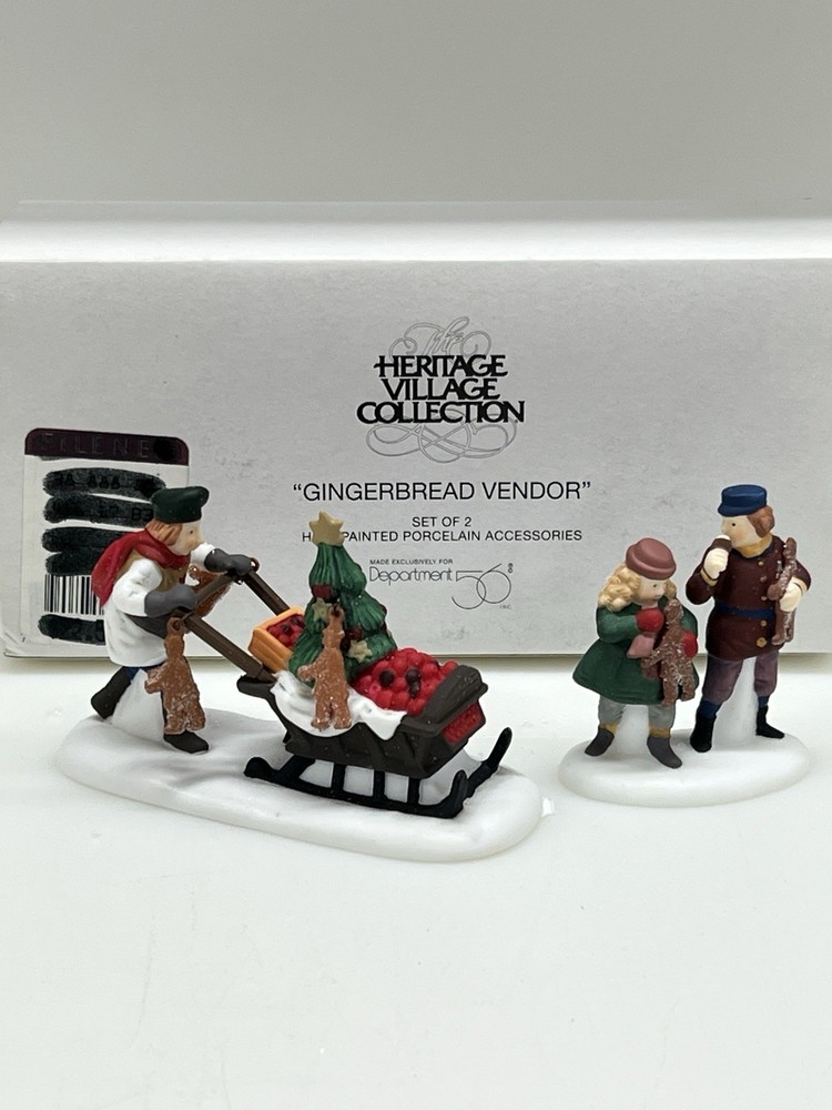 Dept 56 Heritage Village Gingerbread Vendor 2pc Set With Box 58402 Mint Condition  