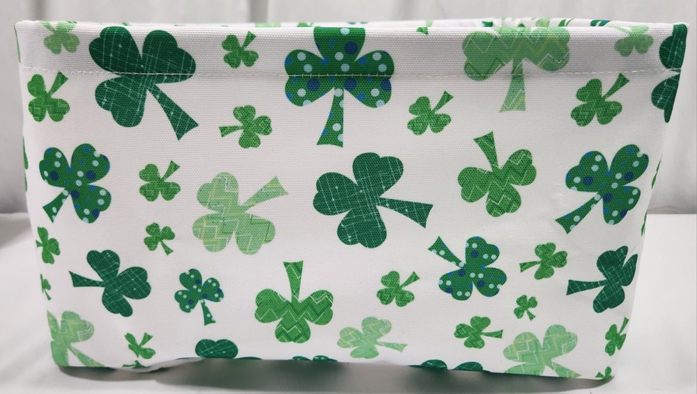 Shamrock Canvas Tote w/Handles Rectangular Basket Toys Storage Room Decor