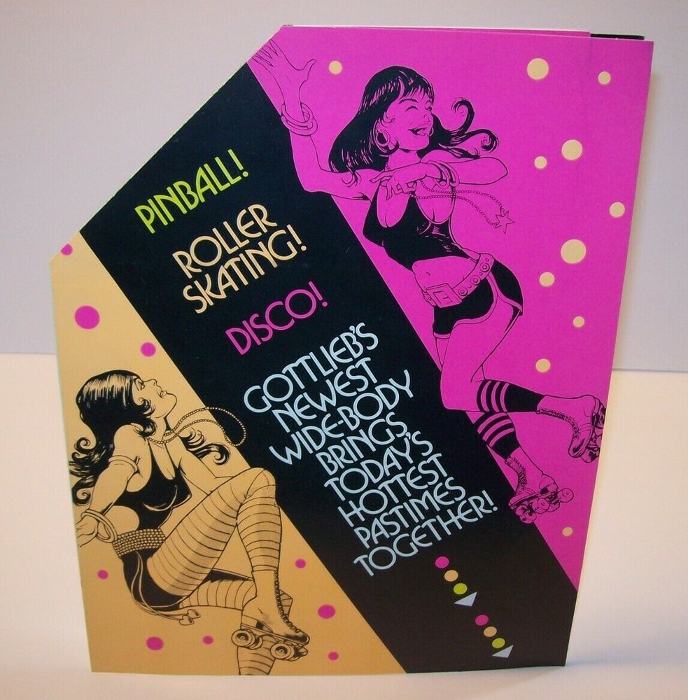 Roller Disco Pinball FLYER Original 1979 Vintage Artwork Sheet Dance Skating