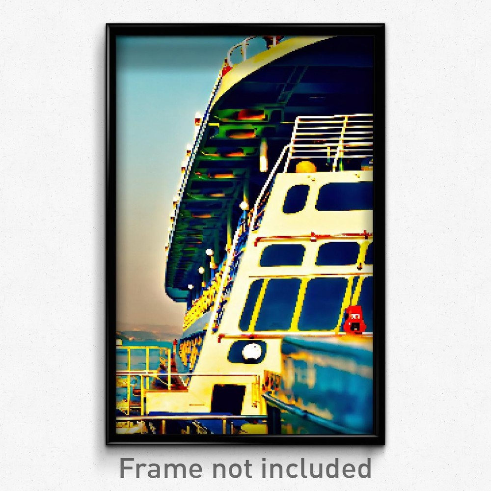 8 Bit Psychedelic Pixel Art Ferry Poster - Trippy Video Game Print