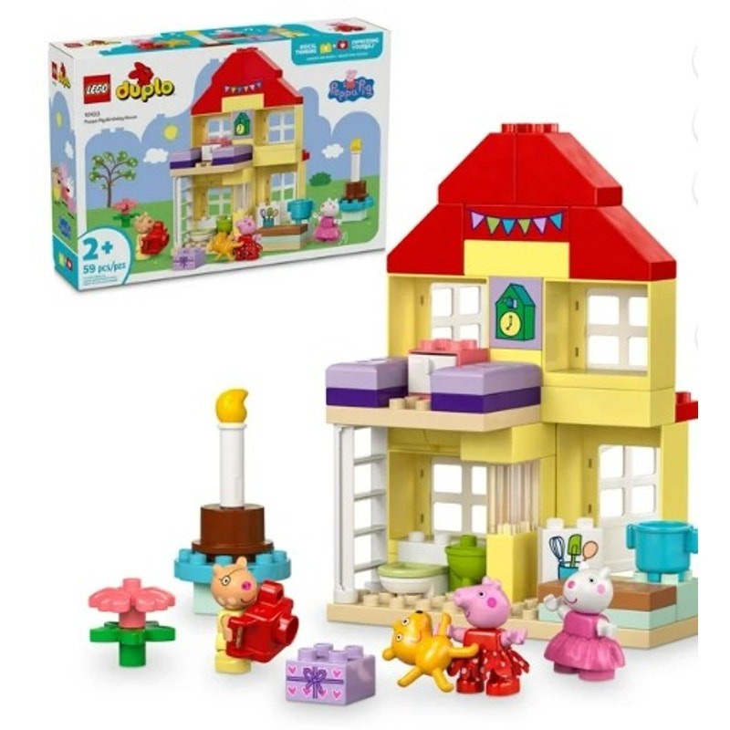 LEGO DUPLO Peppa Pig Birthday House Building Toy for Kids with Role-Play Fun - Multicolor