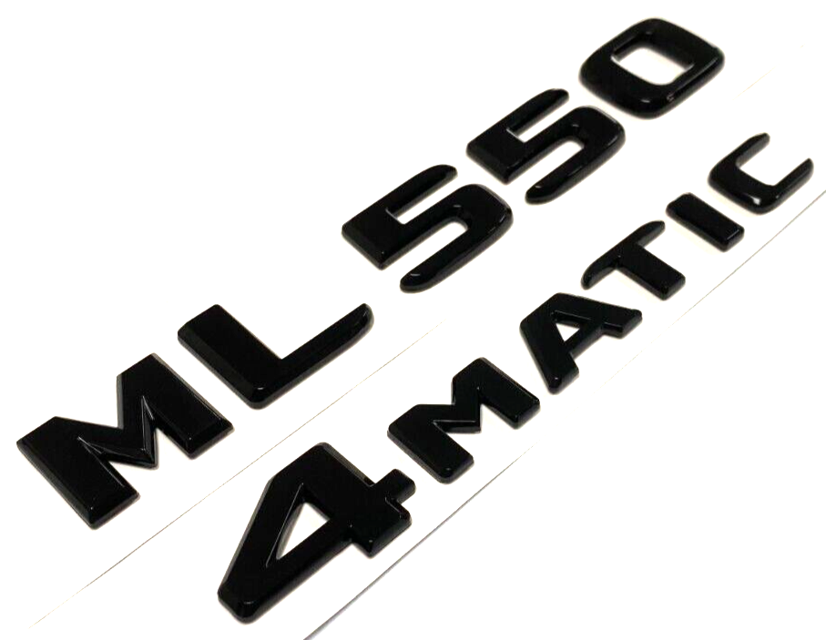2 BLACK ML550+4MATIC FOR MERCEDES REAR TRUNK EMBLEM BADGE NAMEPLATE DECAL NUMBER