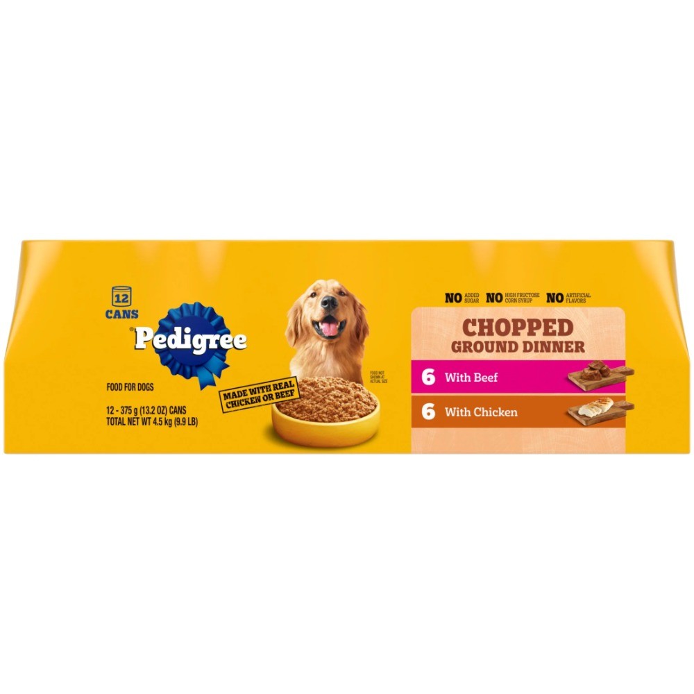 Chopped Ground Dinner Chicken & Beef Wet Dog Food Variety Pack - 12 Cans