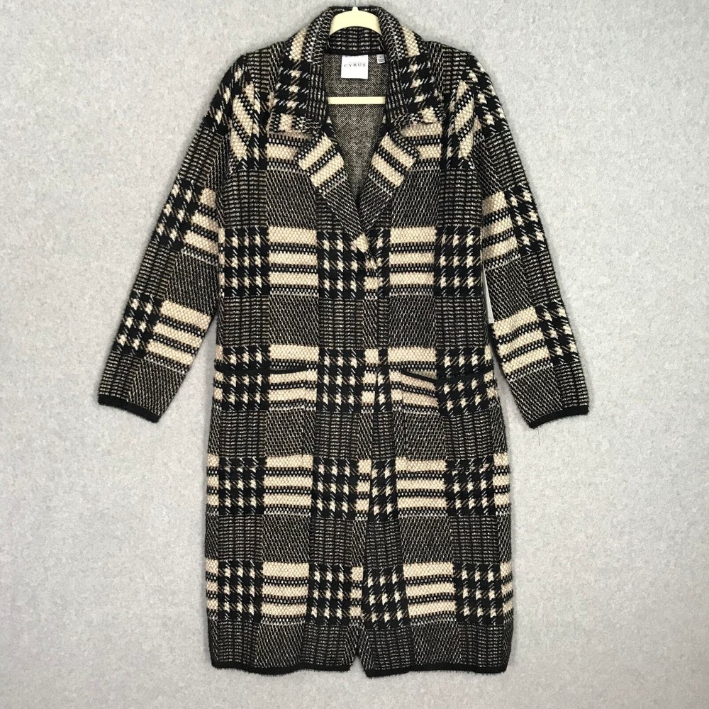 Cyrus Womens Soft Knit Pea Coat Longline Duster Career Jacket Size Small $198