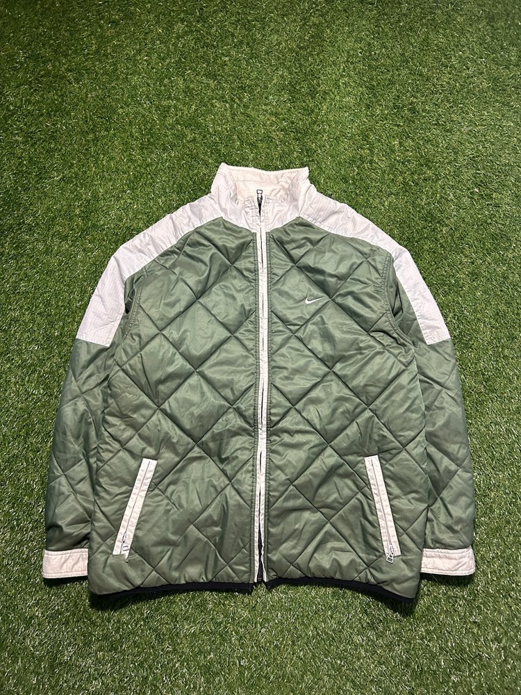 Vintage Green Nike Quilted Nylon Jacket Insulated Lined Size L Fits XL
