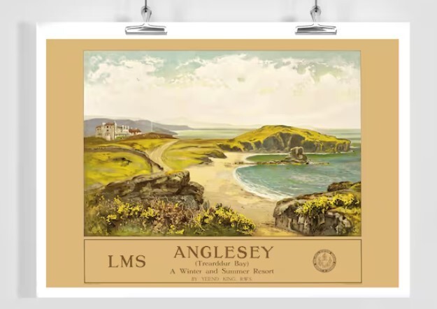 Anglesey Wales Vintage Travel Poster for Winter and Summer Getaways