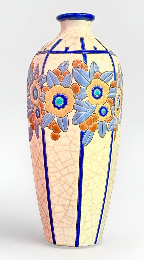 Rare, Large, French Art Deco Vintage Vase “Emaux de Longwy