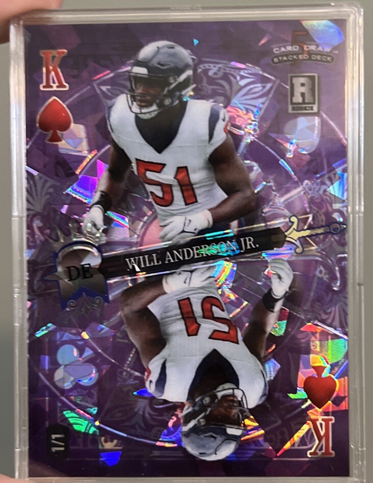 Will Anderson jr. 1/1 Purple Mirror King Of Spades Wildcard 5 Card Draw HOLO LUX