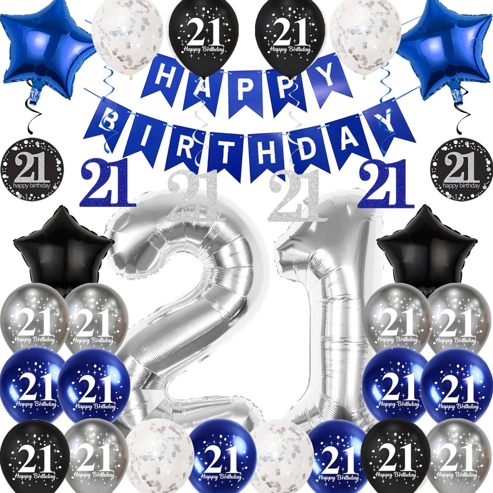 Pargleev 21st Birthday Decorations for Boys Girls Balloons Party Supplies