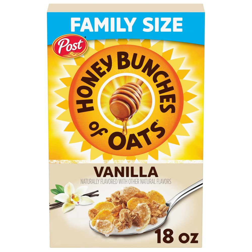 Post Honey Bunches of Oats Vanilla Breakfast Cereal Vanilla Cereal with Oats ...