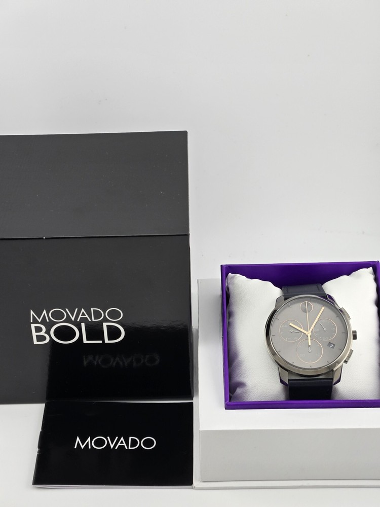 Movado Bold Men's Chronograph Leather Band Watch - 3600720 ($650 MSRP)