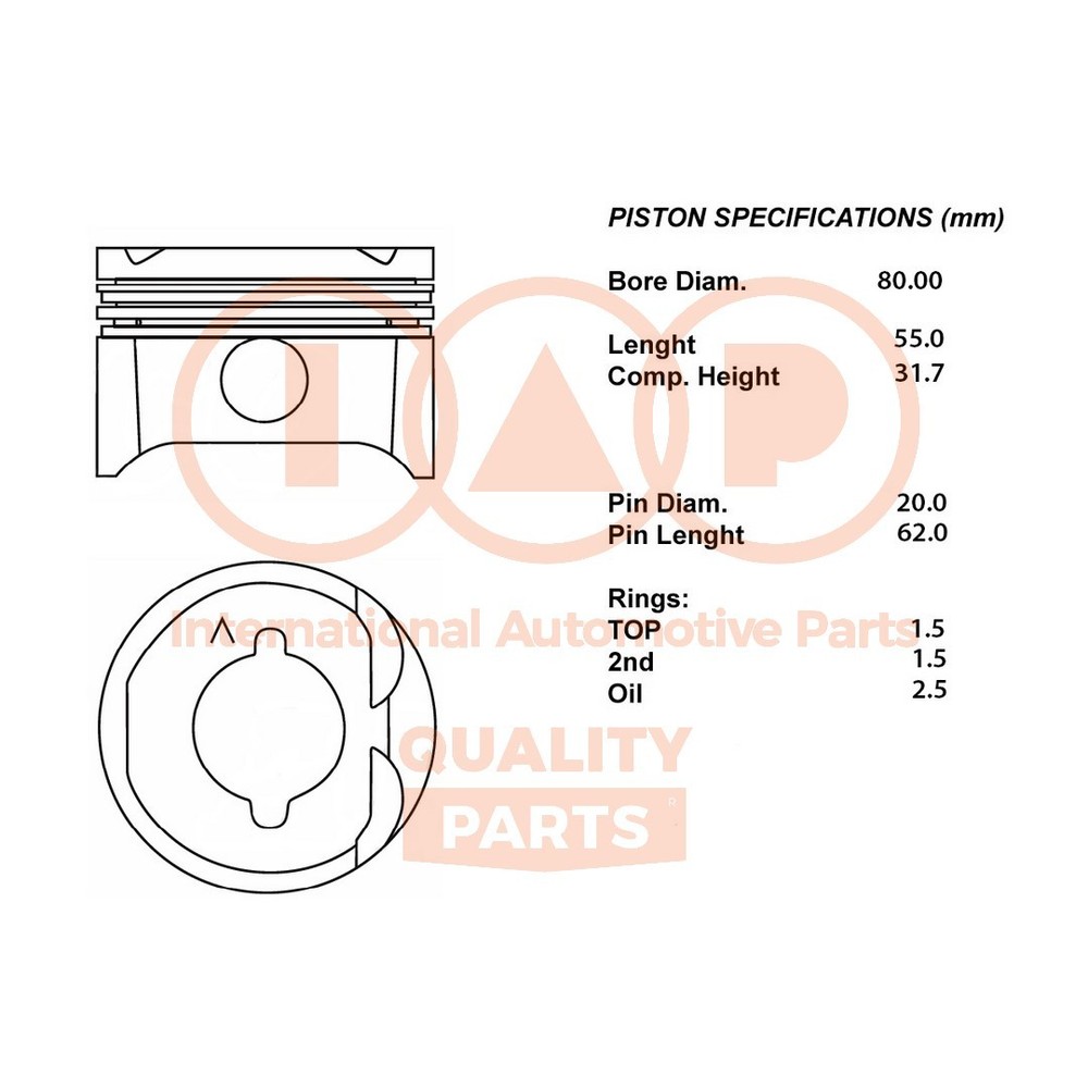 Complete Piston Series 100-29061 IAP QUALITY PARTS for Renault - Upgrade 050