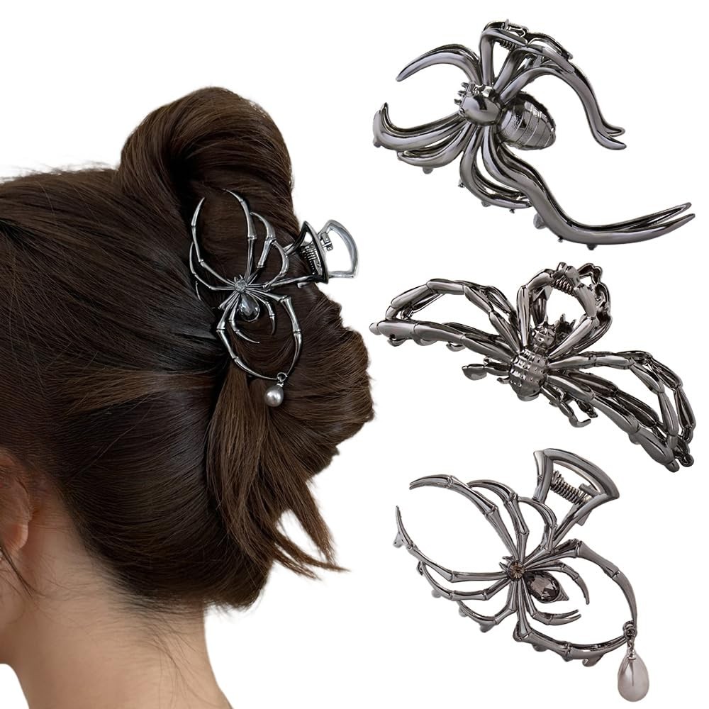Halloween 3PCS Spider Hair Claw Clips Hair Accessories for Women Girls, Gothic B
