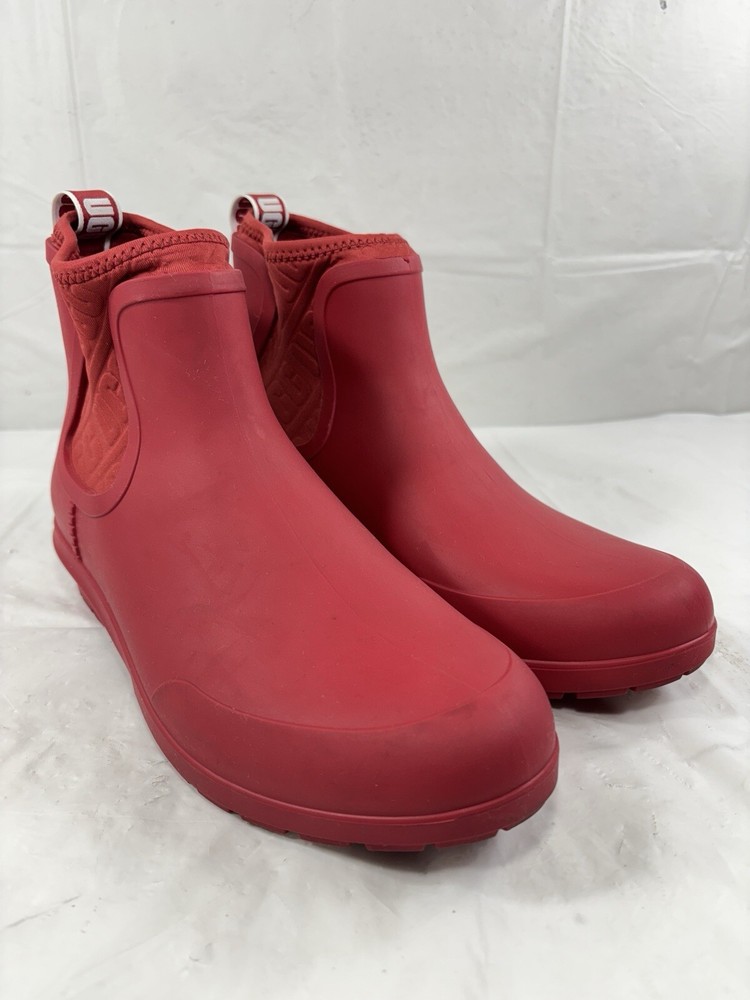 UGG Chevonne Ribbon Red Waterproof Chelsea Rain Boots Women's Size 9
