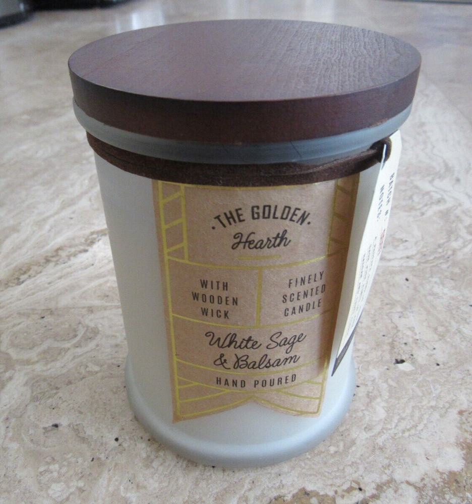 Golden Hearth White Sage & Balsam Candle with Wooden Wick  