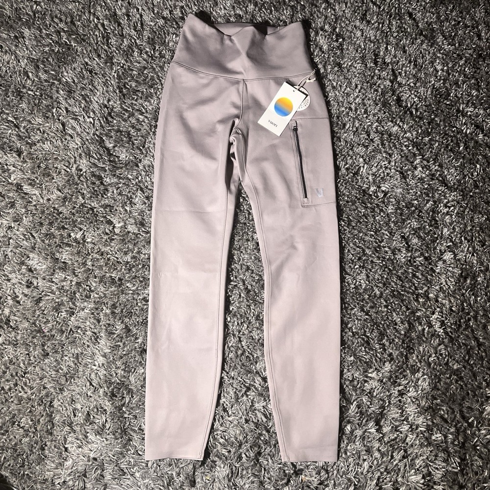Vuori Evolve Zipped Leggings Soft Pewter High Waist Womens Small