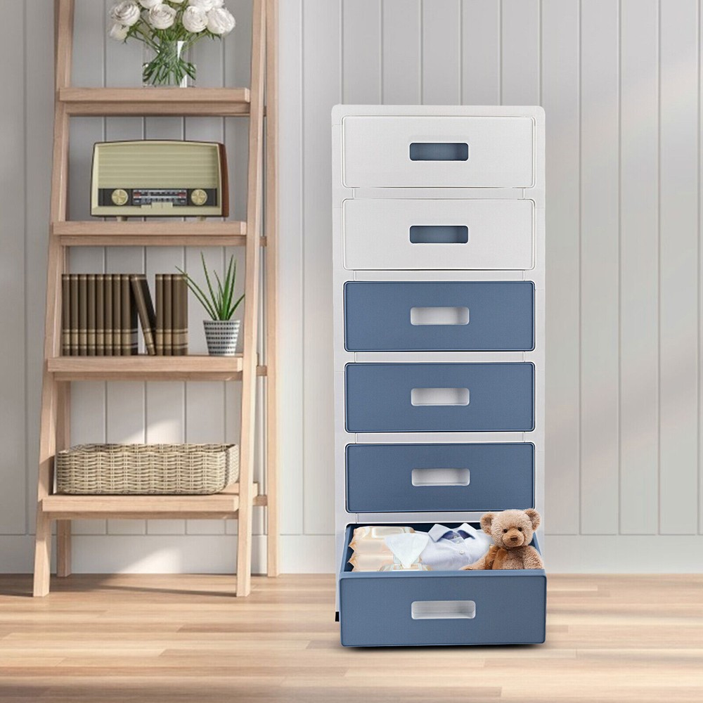 6-Drawer Tall Plastic Organizer for Makeup Bathroom Storage 33 Inches