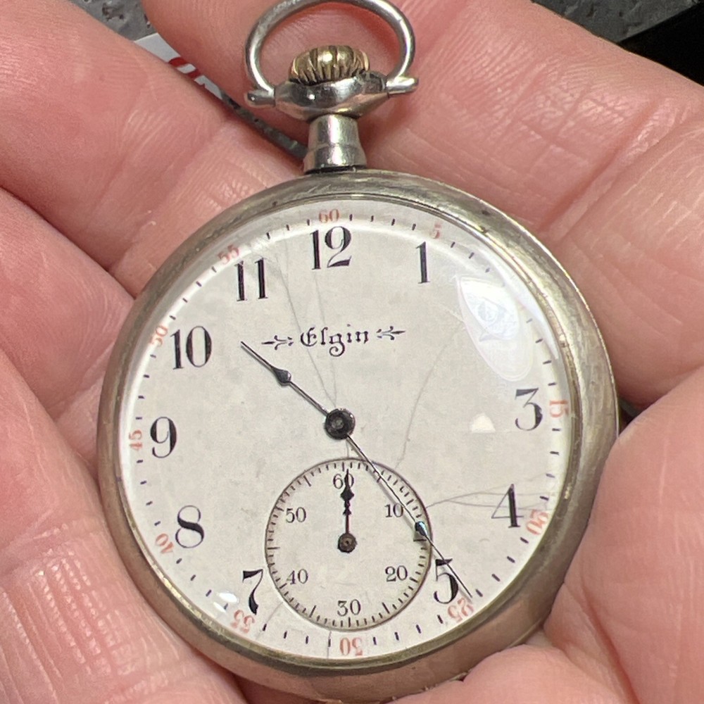 1917 Elgin 12s Pocket Watch Grade 311 Model 3 Open Face Gilded 7J Movement