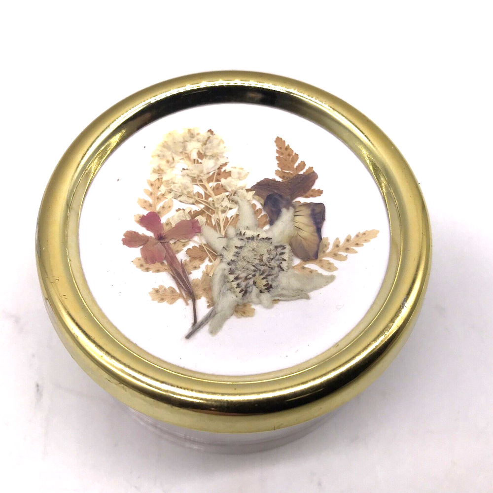 Bucherer Dried Flowers Lid Music Box Plays Swiss Jodel from Switzerland