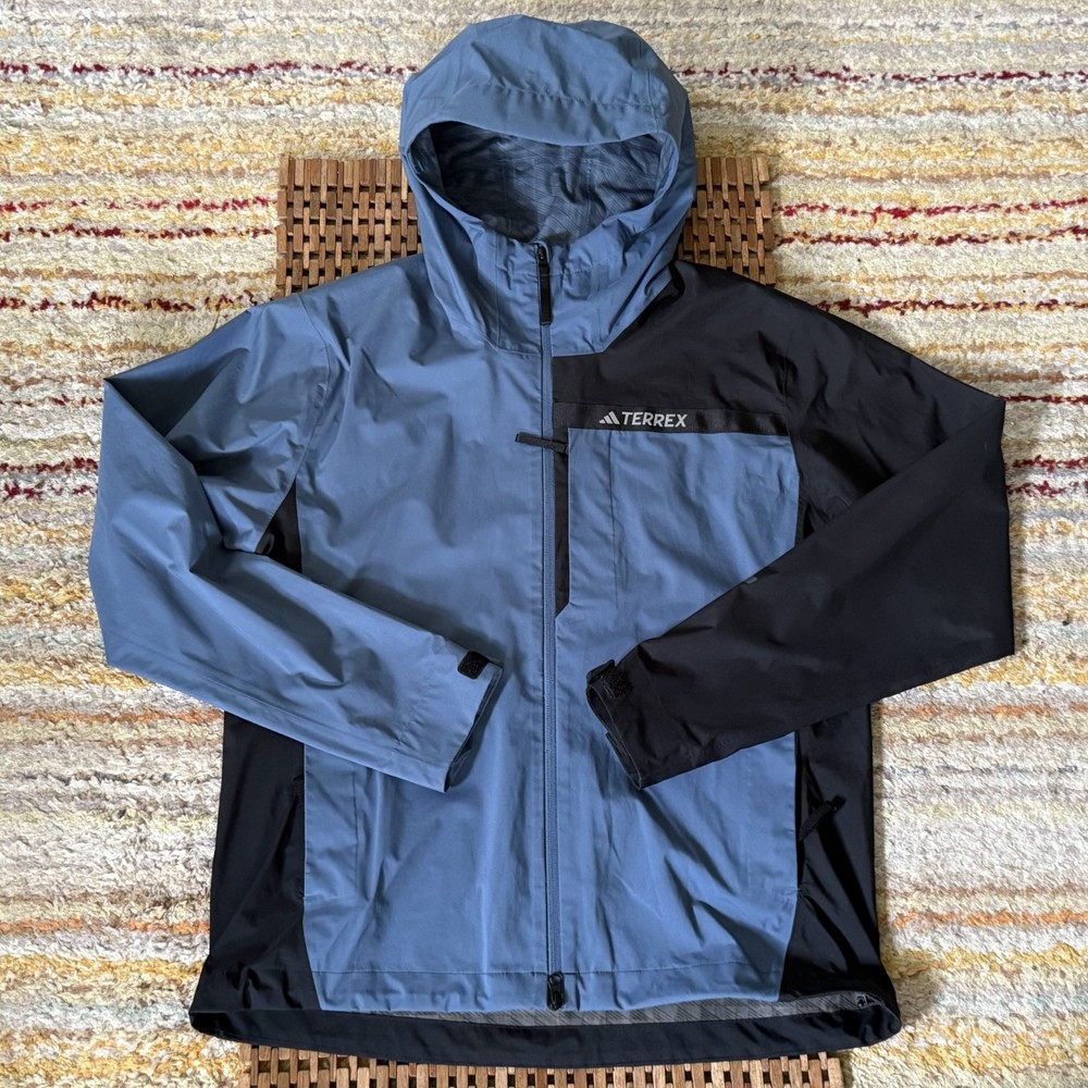 Adidas Terrex RainRDY Waterproof Shell Jacket Hoodie Hoody Blue Black Medium M