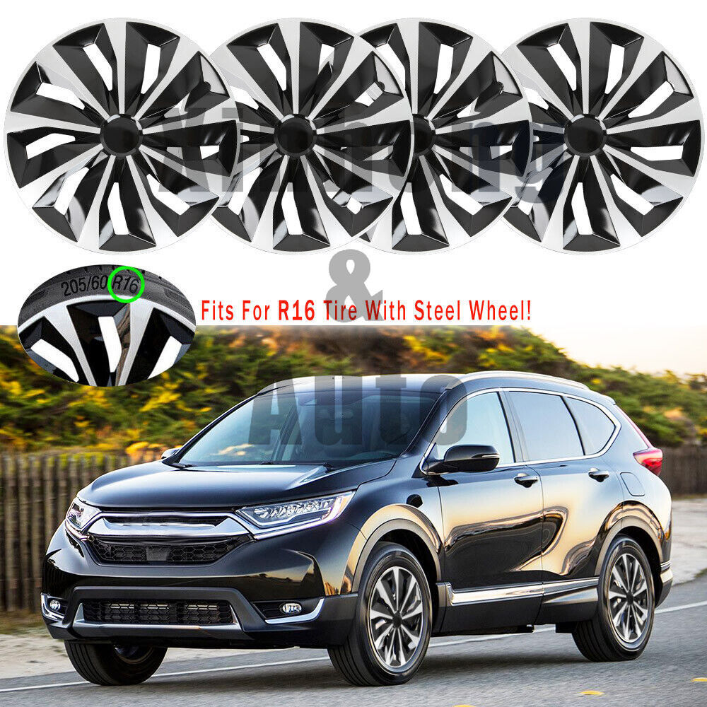 4 Snap On 16 Inch Wheel Covers for Honda CRV CR-V R16 Steel Rims