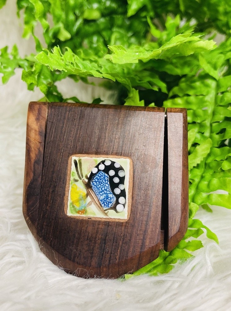 Butterfly Tile Wooden Jewelry Trinket Box with Beautiful Design