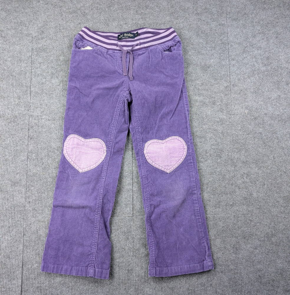Mini Boden Corduroy Pants Girls 8Y Purple Y2K Style Knee Patch Colorful Pull On