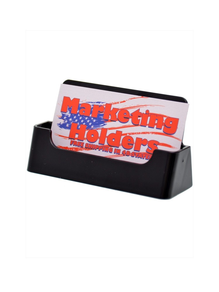 Desktop Business Card Holder Black Display Stand Ridged Inside Acrylic