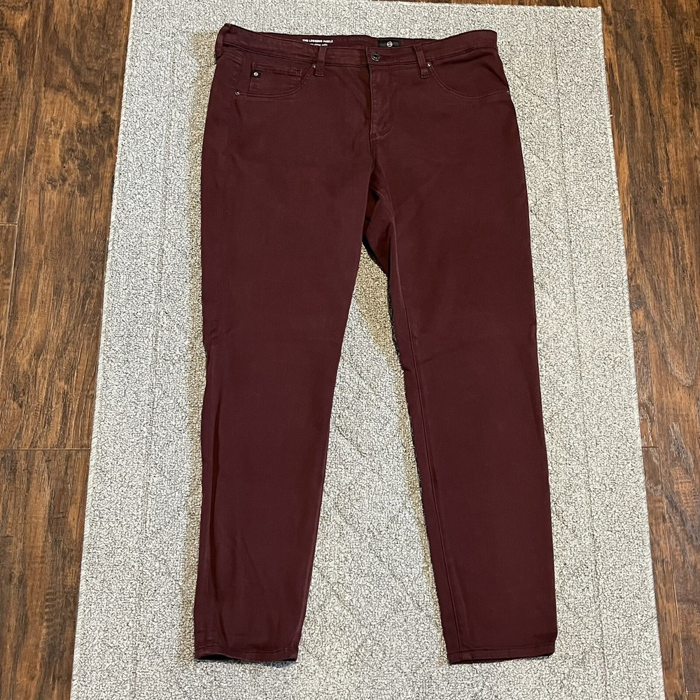 Adriano Goldschmied AG Pants Womens 32 Maroon The Legging Skinny Stretch