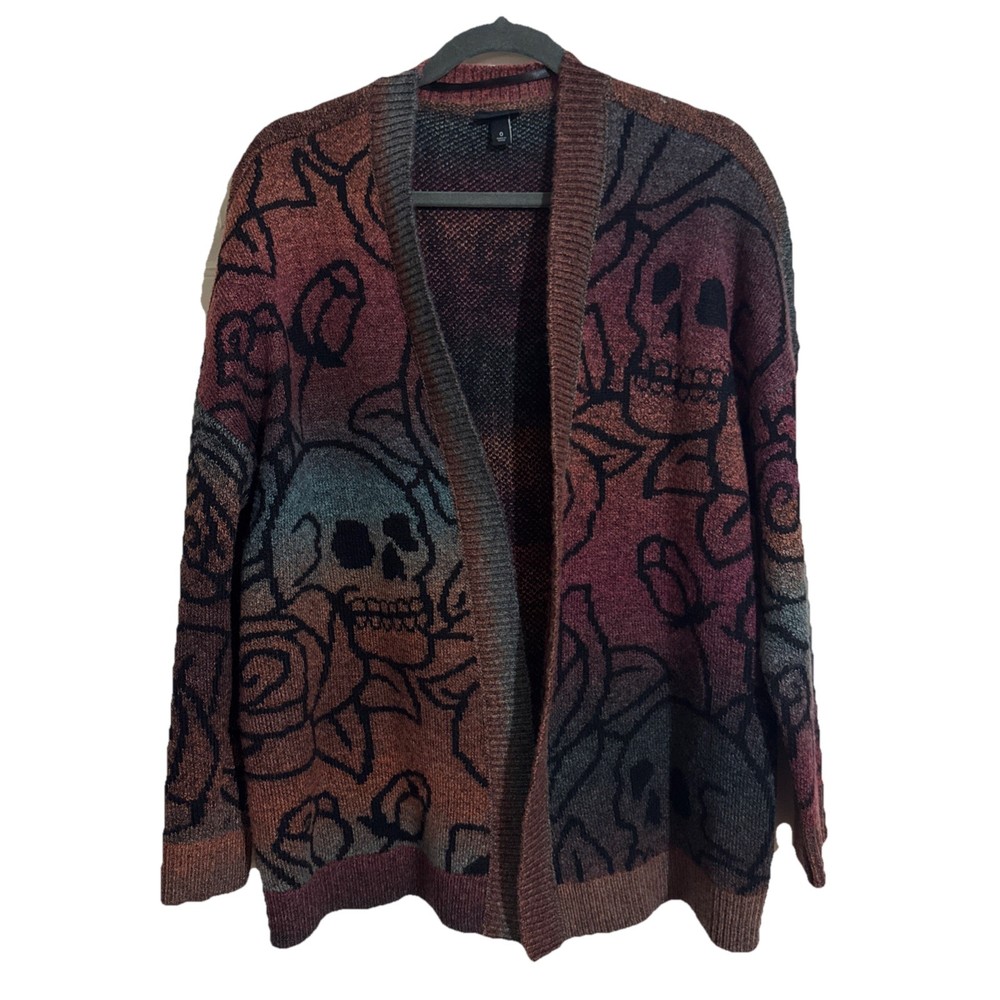 Torrid Skull Cardigan Space Dye Open Front Plus Size 0x Soft Comfortable