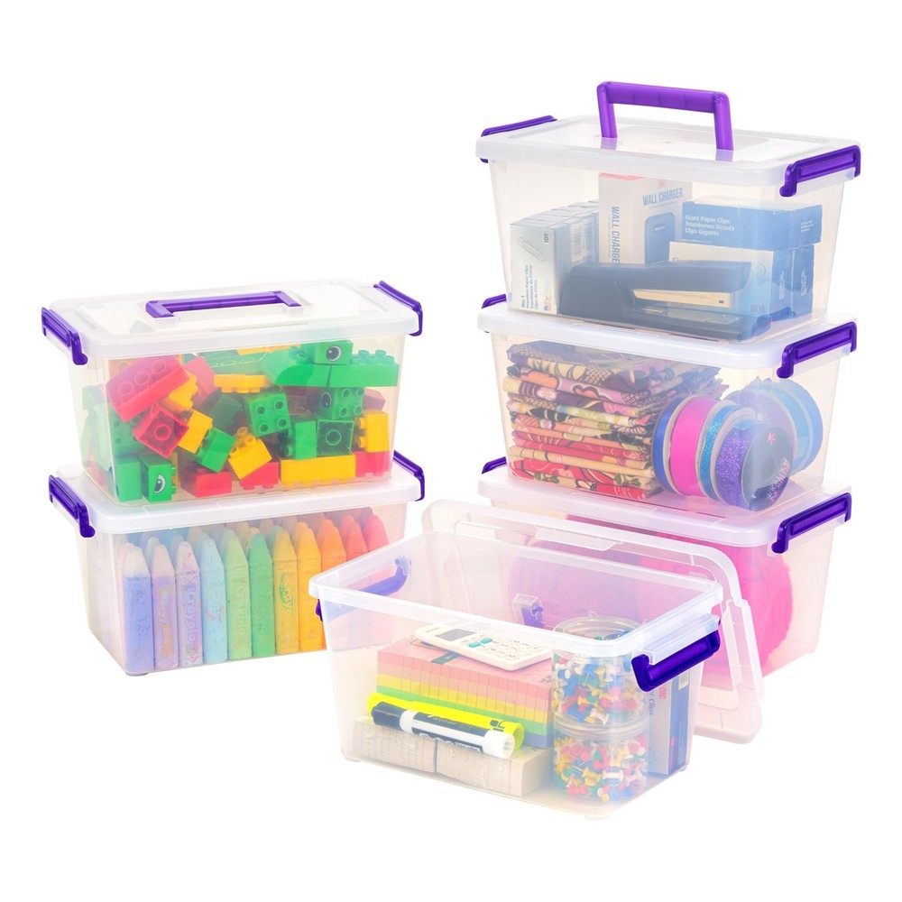 IRIS USA 6-Pack 5 Qt Plastic Storage Bins with Lids for Craft Organization