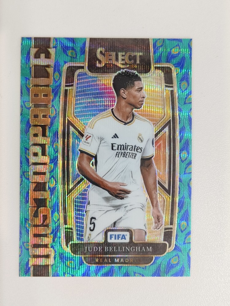 Jude Bellingham 2023-24 Panini Select FIFA Unstoppable Peacock Refractor SSP -VI