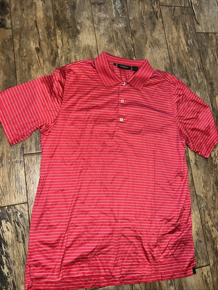 Bobby Jones Collection Golf Polo Shirt Mens Large Striped Sport ITALY Pink