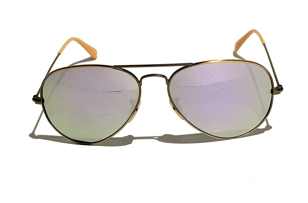 Ray-Ban Aviator RB3025 58mm Lilac Mirror Bronze Frame Sunglasses