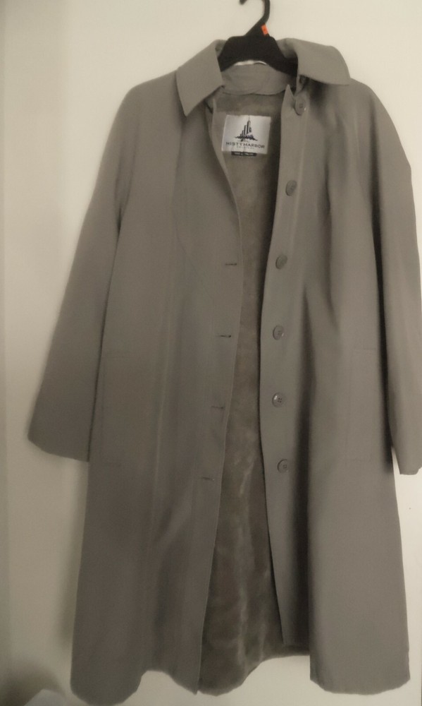 Misty Harbor Trench Coat Tan Zip Out Liner Button Front Sash Women's 10P