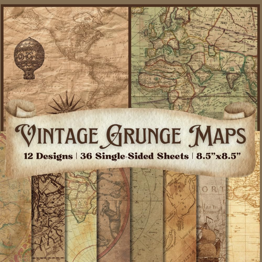 Винтажный гранж карта для скрапбукинга бумаги Craft подушечка: 12 старых карт конструкций, 36 Single-Sid