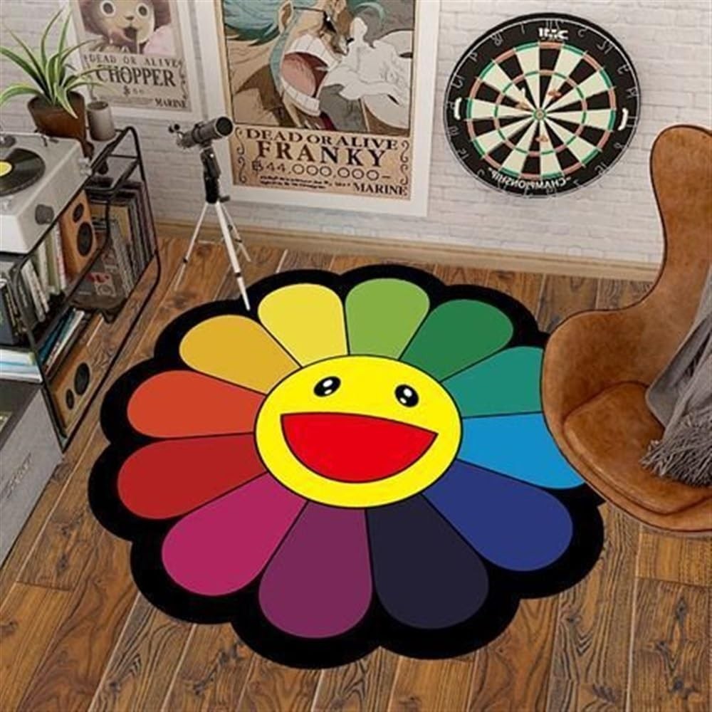 40Inch Takashi Murakami Rug - Flower Design, Soft and Durable Material for Ho...