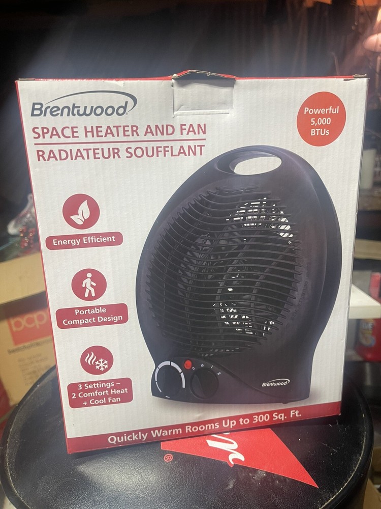 Space Heater H-F301BK Portable Electric Space Heater Blower Fan Black Brentwood